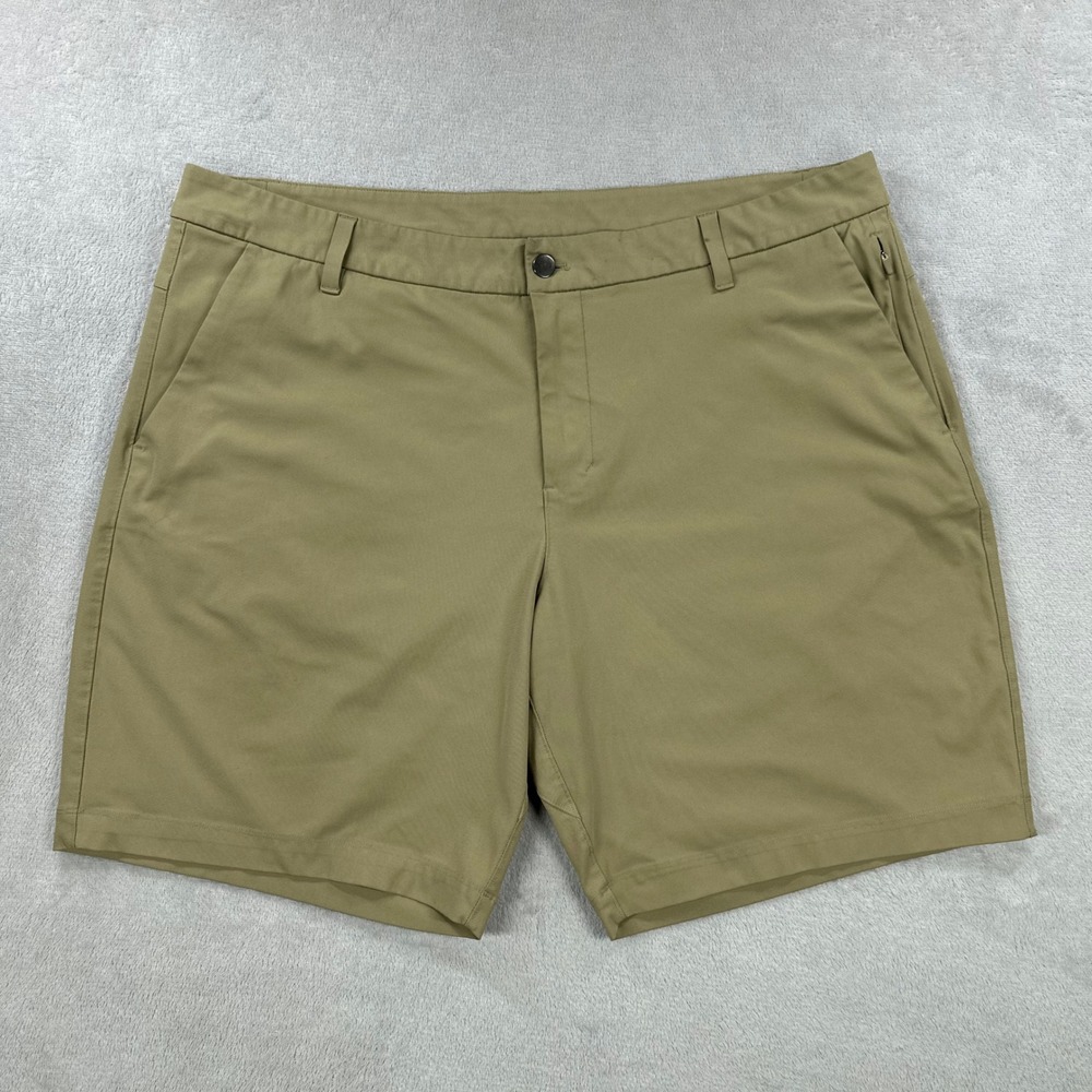 Lululemon Commission Shorts Mens 40 Tan Chino Golf Technical Stretch Preppy